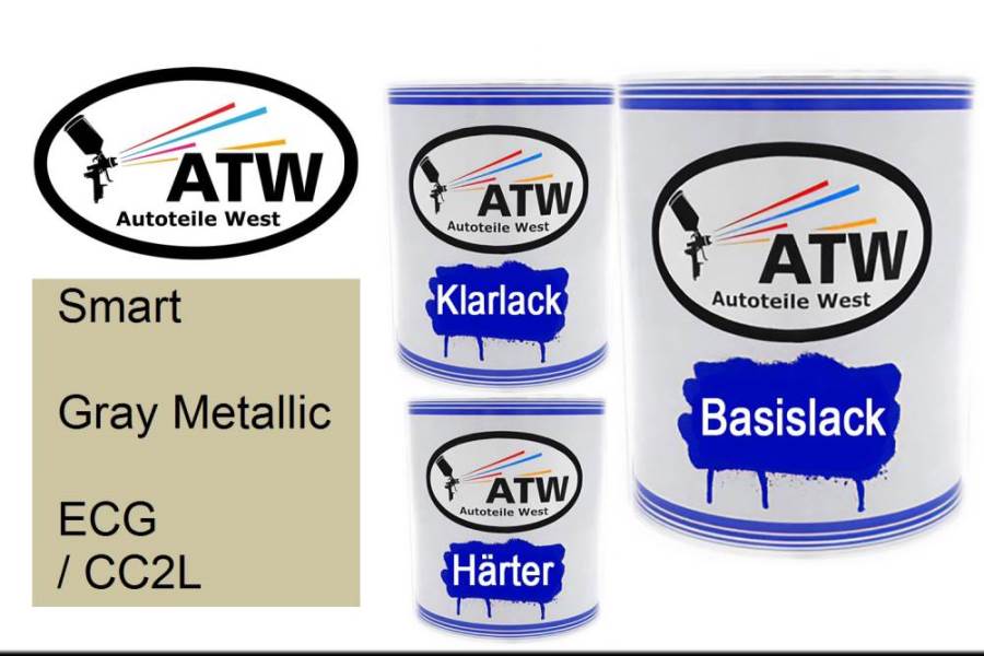 Smart, Gray Metallic, ECG / CC2L: 1L Lackdose + 1L Klarlack + 500ml Härter - Set, von ATW Autoteile West.